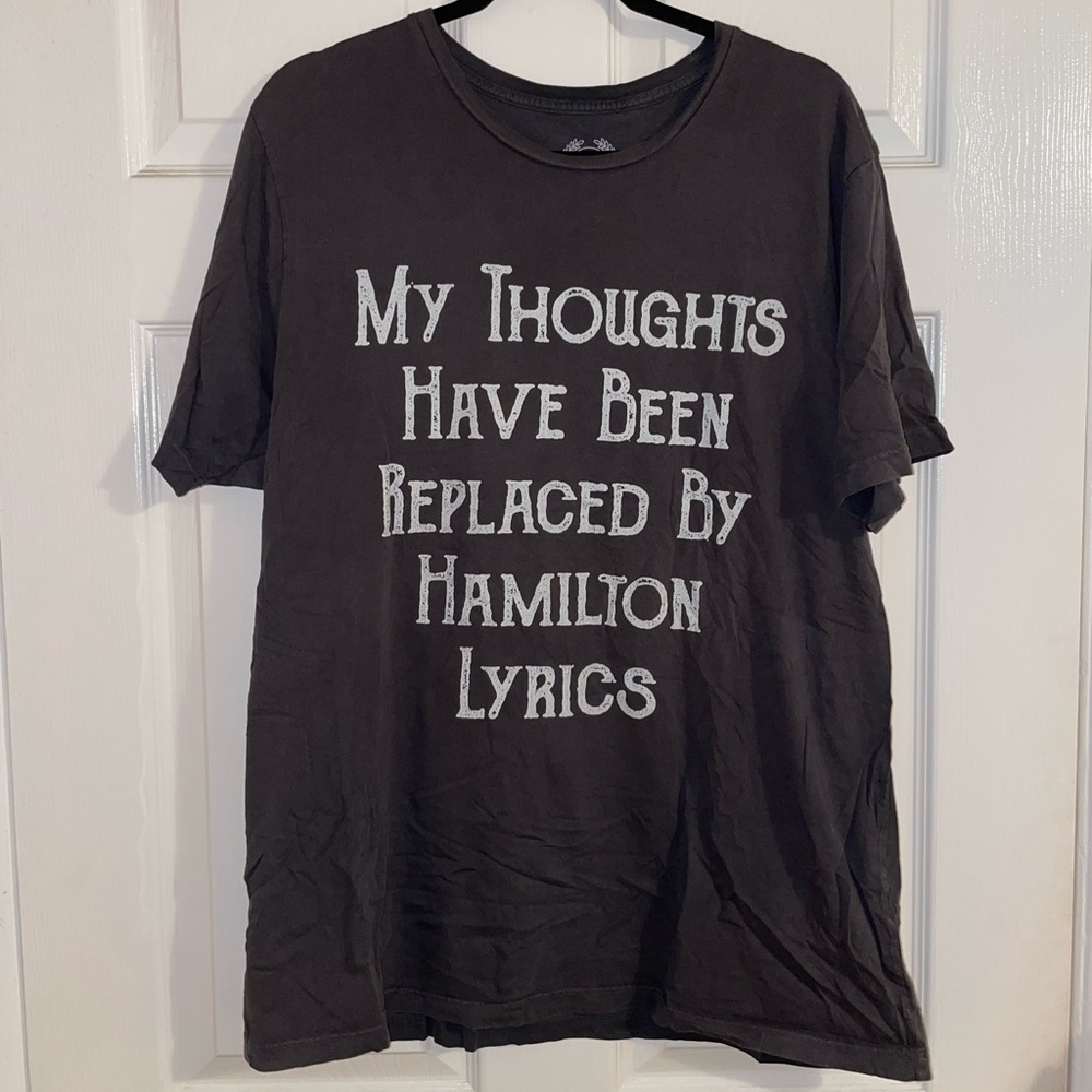 Teepublic My Thoughts Have Been Replaced By Hamilton Lyrics Grey Slouchy T-Shirt